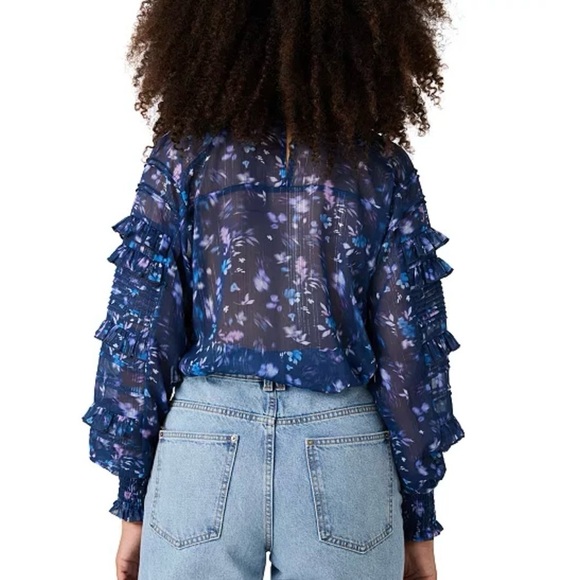 French Connection Floral Blue Women's Top - Picture 2 of 5